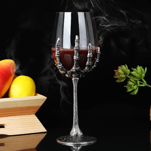 Halloween Skull Wine Glass E2 - Skeleton Hand Goblet for Parties