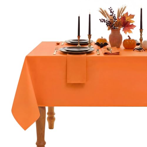 Halloween Waterproof Rectangle Tablecloth - 60x84 Inch Orange Washable Polyester for Dining & Party