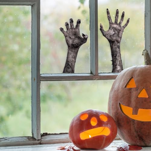 Halloween Ghost Hand Window Decals - Reusable 3D Horror Wall Stickers