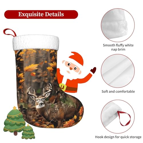 Personalized Christmas Stocking Large 18'' with Camo Deer Design - Holiday Decor