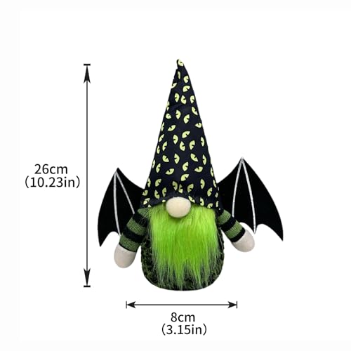 Black Bat Wing Gnomes Halloween Decorations Set of 2 - Plush Handmade Tomte Dolls