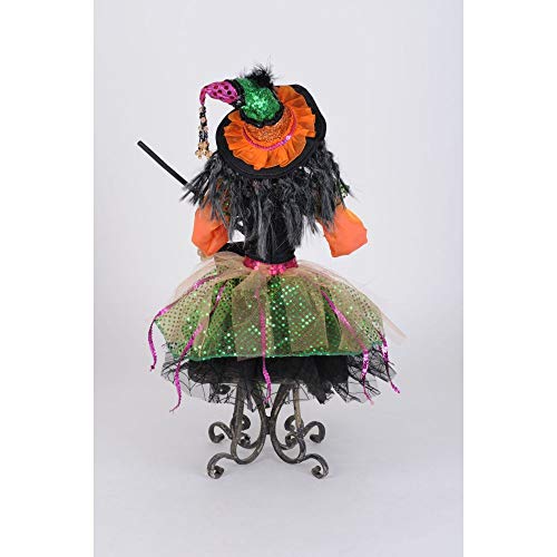 Glitzy Halloween Witch Figurine with Wine-Themed Accessories - 26 Inch Decor