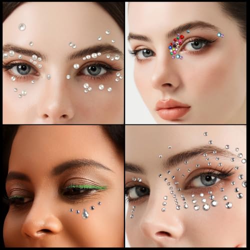 Self Adhesive Face Gems Set A for Makeup Festival Rave Accessories Hair Pearls