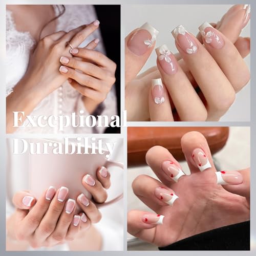 French Short Half Wrap Nail Tips - 120PCS Acrylic False Nails, Clear & White