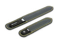 GERMANIKURE 2 Pc Black Glass Nail File Set with Suede Sleeves - Fingernail File & Small Travel Nail File - Professional Manicure & Pedicure Kit for Natural Nails - Ethically Made in Czech Republic