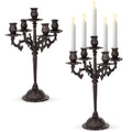 Vintage Black Cast Iron 5-Arm Candelabra - Gothic Table Centerpiece, 16.7" Tall