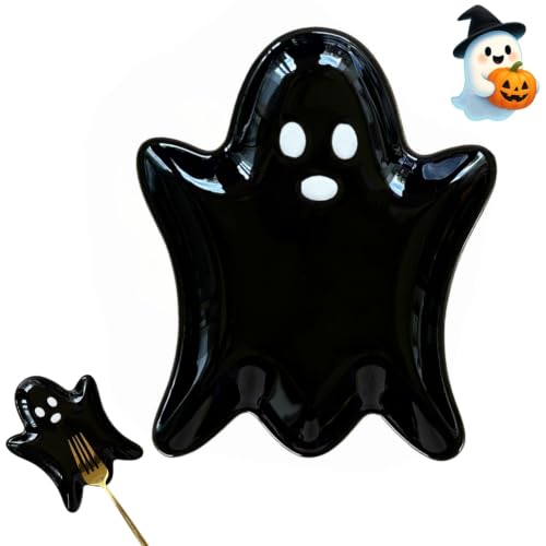 Ceramic Ghost Spoon Rest for Stove Top - Black Kitchen Utensil Holder