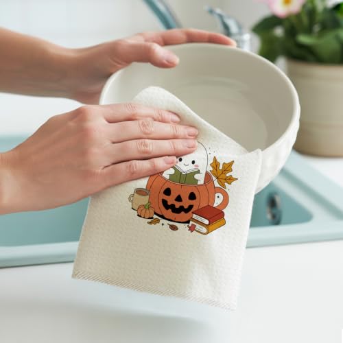 Halloween Kitchen Dish Towels Set with Ghost Pumpkin Bats - H-4 Variation
