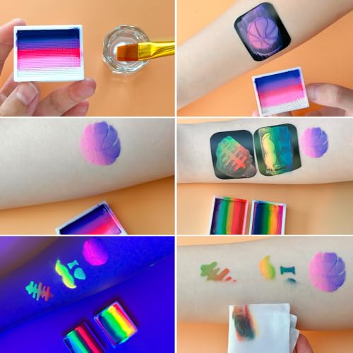 12-Panel Water-Activated Face & Body Paint Palette - Non-Toxic Rainbow Makeup for Halloween & Events