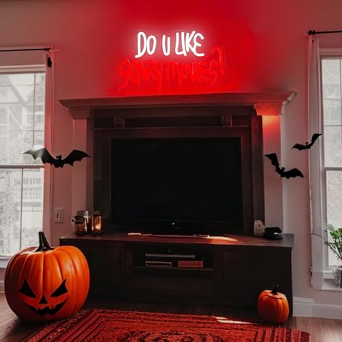 Scary Movie Neon Sign - Halloween Horror Wall Decor, Dimmable LED Light, Spooky Gothic Room Gift (Variation: Scary Movie)