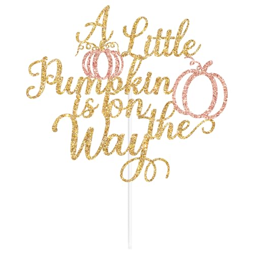 A Little Pumpkin Is On The Way Cake Topper - Fall Baby Shower Decor - Style-3