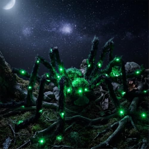 Giant 6.6ft Halloween Light-Up Spider Decor - Realistic Scary Outdoor Indoor