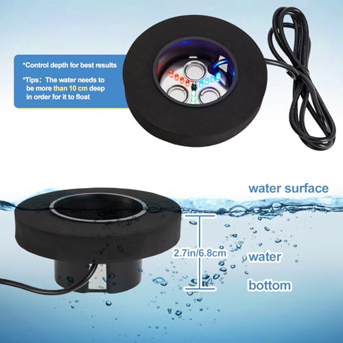 Floating Pond Fogger with LED Lights - 3-Head Ultrasonic Mist Maker 1500ml/h for Water Features & Halloween Decor