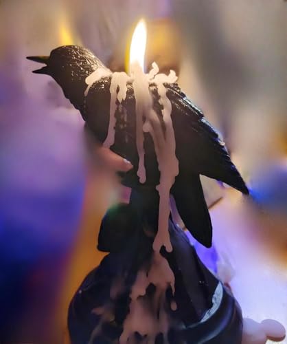 Gothic Raven Candle Holder Halloween Decoration Skull & Crow Statue