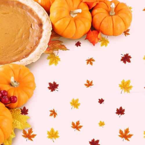 Disposable Thanksgiving Tablecloth 54x108 Inch Pumpkin & Maple Leaf Packing of 2