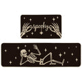 Skeleton Halloween Kitchen Mats Set of 2 - Black 17x29 & 17x59 Inches
