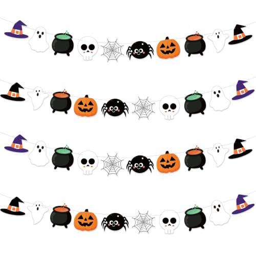 Halloween Hanging Banner Decor Black Witch Ghost Pattern Party Supplies