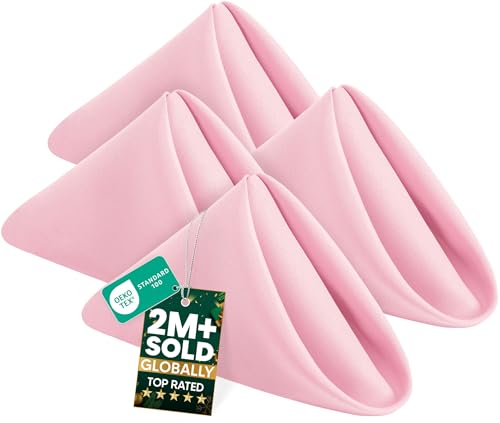 Pink Cloth Napkins Set of 24 - 17x17 Inches, 100% Polyester, Elegant Dinnerware