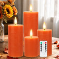 Orange Flameless Pillar Candles with Remote Control - Fall Decor for Home, Halloween & Thanksgiving