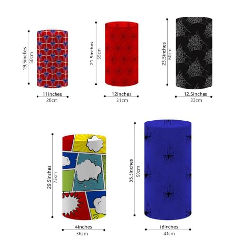 Spider Theme Pedestal Covers Set for Halloween & Birthday Parties - 5 Pieces