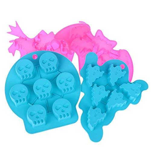 Halloween Silicone Candy Mold Set - Ghost & Skeleton Shapes, 13 Cavities