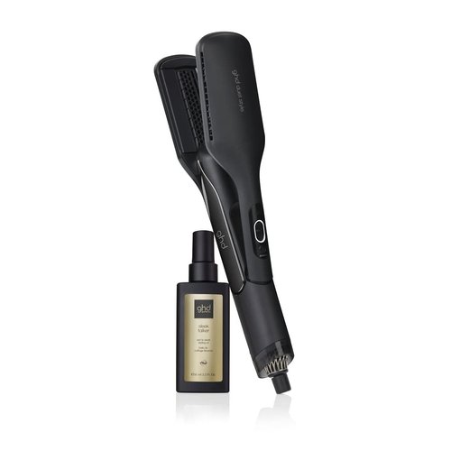 GHD Duet Style Power Couple - 2-in-1 Hot Air Hair Styler (Black) & Sleek Talker Hair Oil (3.2 fl. Oz.)