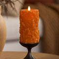 Marmalade Luminara Flameless Pillar Candle with Leaves - 3.5x6.5 Inches, Timer, Flickering Flame