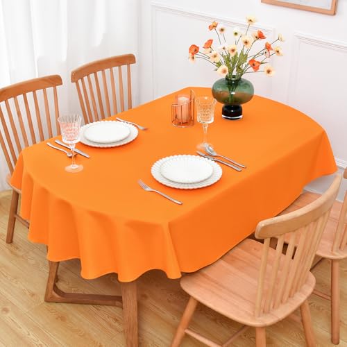 Orange Oval Tablecloth 60 x 84 Inch Washable Table Cover for Dining & Events - NEWISHER Variation: Orange / 84x60 Inches