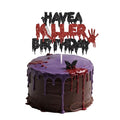 Halloween Cake Topper - Black and Red Glitter Horror Birthday Decorations