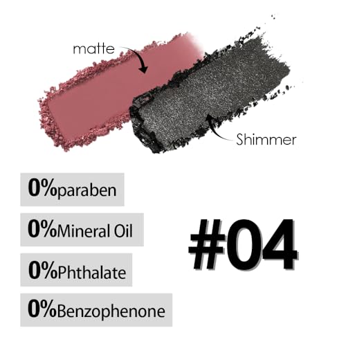Color Shimmer Black Matte Red Eyeshadow Palette - 04# Red+Black, Long-Lasting & Highly Pigmented, Vegan & Cruelty-Free