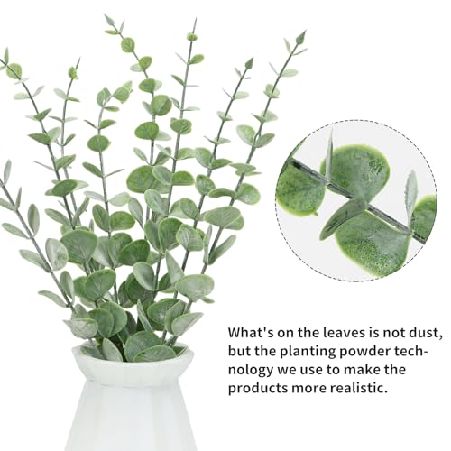 Grey Green Artificial Eucalyptus Stems - 8pcs, 14.1 Inch Fake Greenery for Wedding & Home Decor