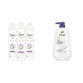 Dove Advanced Care Dry Spray Antiperspirant Deodorant Caring Coconut 3 Count & Dove Body Wash with Pump Deep Moisture For Dry Skin Moisturizing Skin Cleanser