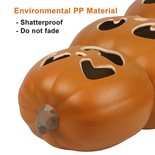 17-Inch Halloween Pumpkin Lantern - 3-Tier Lighted Waterproof Decor with Safety Fuses
