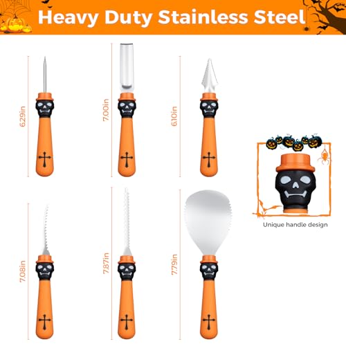 13-Piece Halloween Pumpkin Carving Kit with Stencils - Heavy Duty Stainless Steel Tools