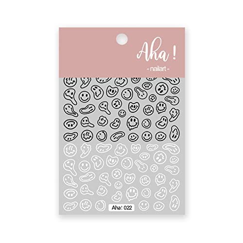 Twisted Face Black & White Nail Art Stickers - 2 Sheets DIY Decals for Ladies & Kids
