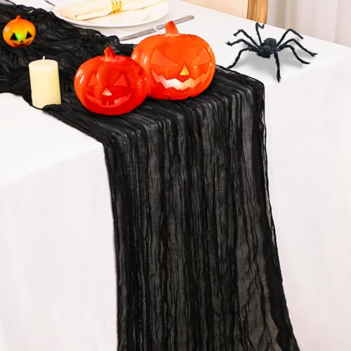 Black Halloween Cheesecloth Table Runner 35x120 Inches - 6 Pack