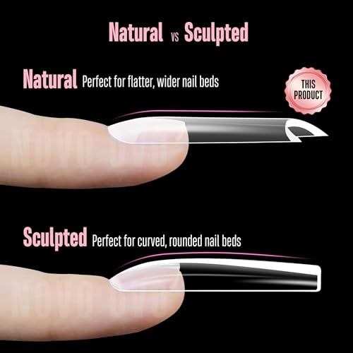 XXL Square Nail Tips with Sharp Point & Moon Curve - Extra Thick, Soft Gel, 15 Sizes, Matte Finish, DIY False Nails Kit