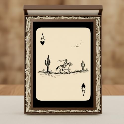 Western Cowboy Wall Art Set - 6 Vintage Canvas Posters 12x16 Inches with Variation Cowboy Playing Cards