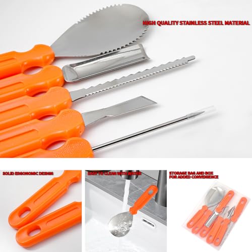 Pumpkin Carving Tools Set - 7 Stainless Steel Halloween Jack-O-Lantern Kit