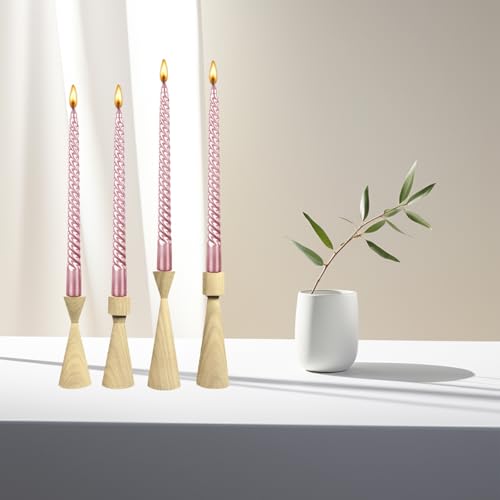 Pink Taper Candles 4 Pack - Unscented Dripless 10 Inch Tall Candles for Dinner Halloween Party