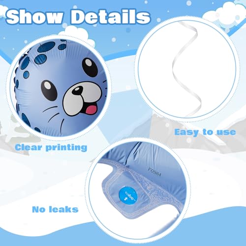 Winter Balloon Arch Kit with Polar Bear Penguin Seal Decorations - Blue, White, Silver, Variation