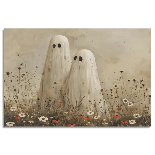 Unframed Ghosts in Wildflower Meadow Canvas Wall Art - Fall Landscape Poster 12x16in