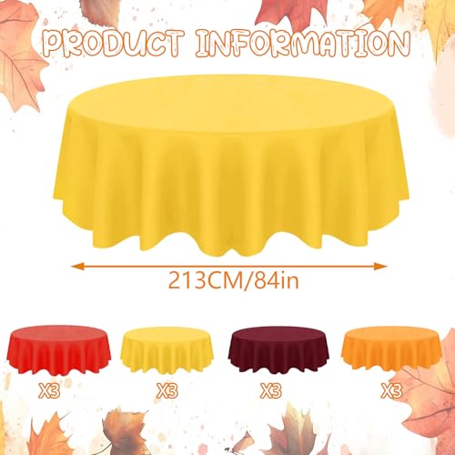 Fall Plastic Tablecloth 12 Pack - Autumn Colors Waterproof Round Table Cover - Fall-9
