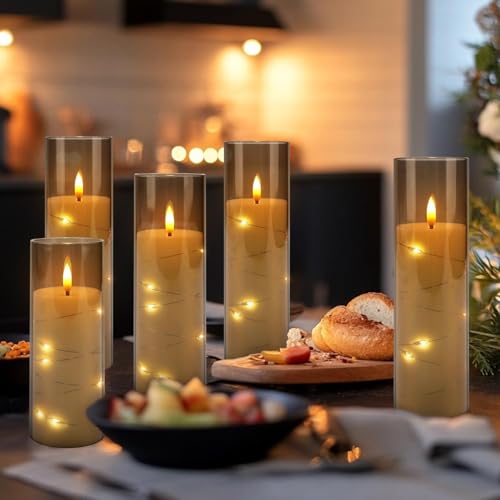 24 Pack Flameless Flickering LED Candles with Timer - Grey, Safe Battery Operated Decor