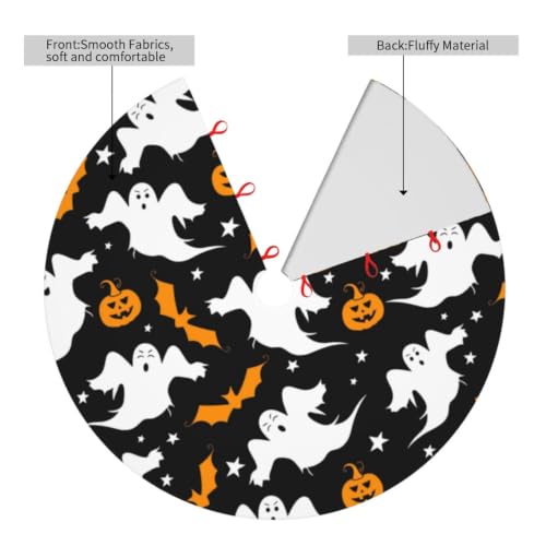 Halloween Ghost Pumpkin Tree Skirt 30 Inch Xmas Holiday Decor with Variation Small