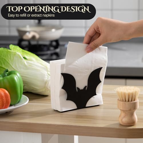 Gothic Bat Napkin Holder - Metal Table Tissue Dispenser for Home & Dining