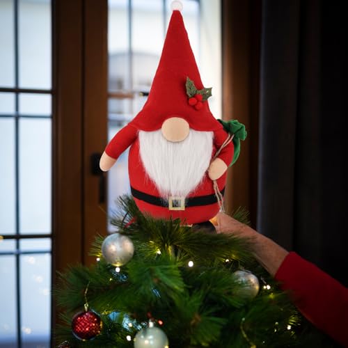 Christmas Tree Topper Gnome Decoration - Handcrafted Holiday Ornament