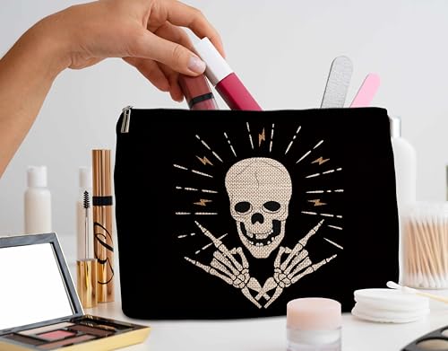 Skeleton Makeup Bag - Skull Cosmetic Pouch for Women & Girls