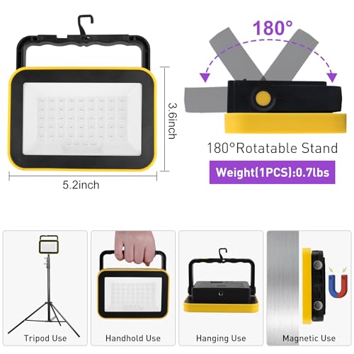 Rechargeable LED Black Light 2 Pack - Portable UV Flood Light for Party Halloween Fishing