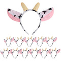 12 Pcs Cow Ears Headband Set - Cute Animal Hair Accessories for Kids & Cosplay